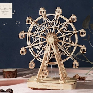 DIY Wooden Ferris Wheel Kit Music Model Kit 3D Wooden Puzzle | DIY Mechanical Musical Craft Gift for Kids and Adults DIY Christmas Gift