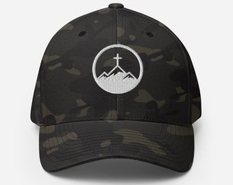 Gorro Flexfit de camuflaje bordado con logo de la Iglesia