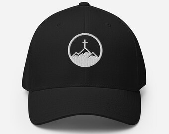 Gorra Flexfit negra bordada con logotipo de la Iglesia