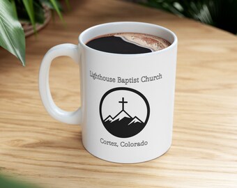 Taza de cerámica de 11 oz con logotipo de la iglesia