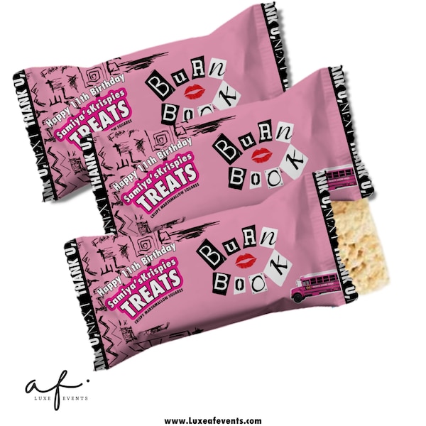 Mean Girls - Burn Book Rice Krispie Birthday Party- Rice Krispie labels - Labels Printable Mean Girls - Burn Book DIGITAL DOWNLOAD