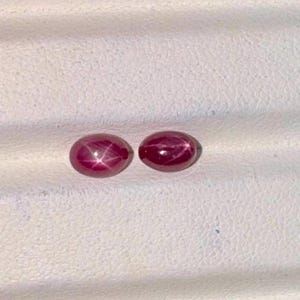 AAA Quality Natural Star Ruby Cabochon Pair – Certified Ruby from Chanthaburi Thailand – 2.40 Carats Loose Gemstones (2 Pieces)