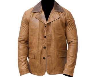 Handmade Mens Vintage Brown Leather Blazer | Mens RD2 Leather Jacket