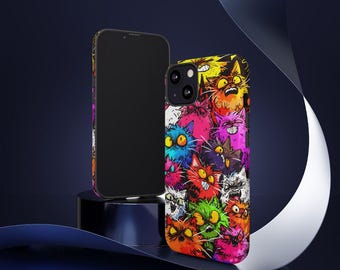 Crazy Cats - iPhone and Samsung Galaxy | Tough Cases | Colorful Cat Phone Case | Cute Animal Gift | Unique Phone Cover