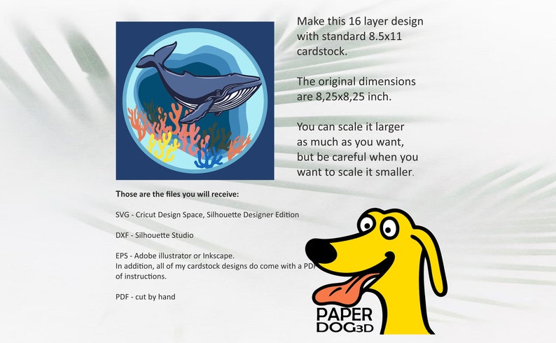 Whale 3D Layered SVG for Cardstock, Multilayer Papercut, Shadow Box ...