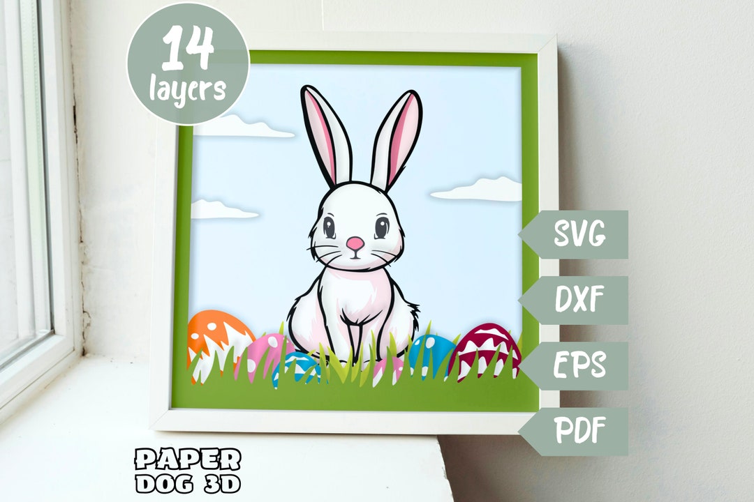 Easter Bunny SVG Shadow Box Template, 3D Layered SVG for Cardstock ...