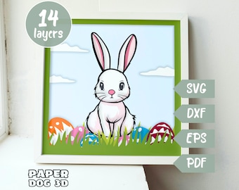 Rabbit, Hare Layered Paper Cutting Art, SVG Files for Cricut, DIY