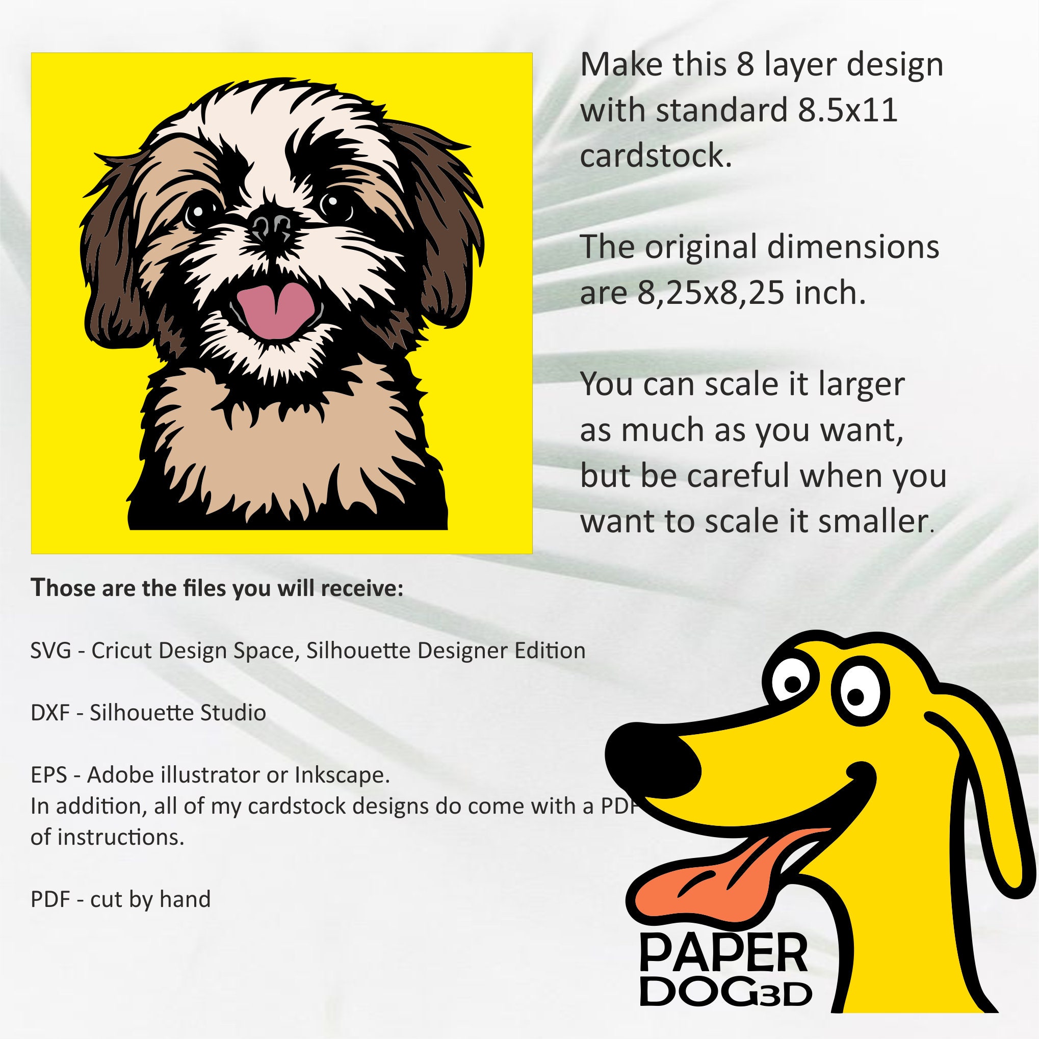 Shih Tzu Dog 3D Layered SVG for Cardstock, Multilayer Papercut, Shadow ...