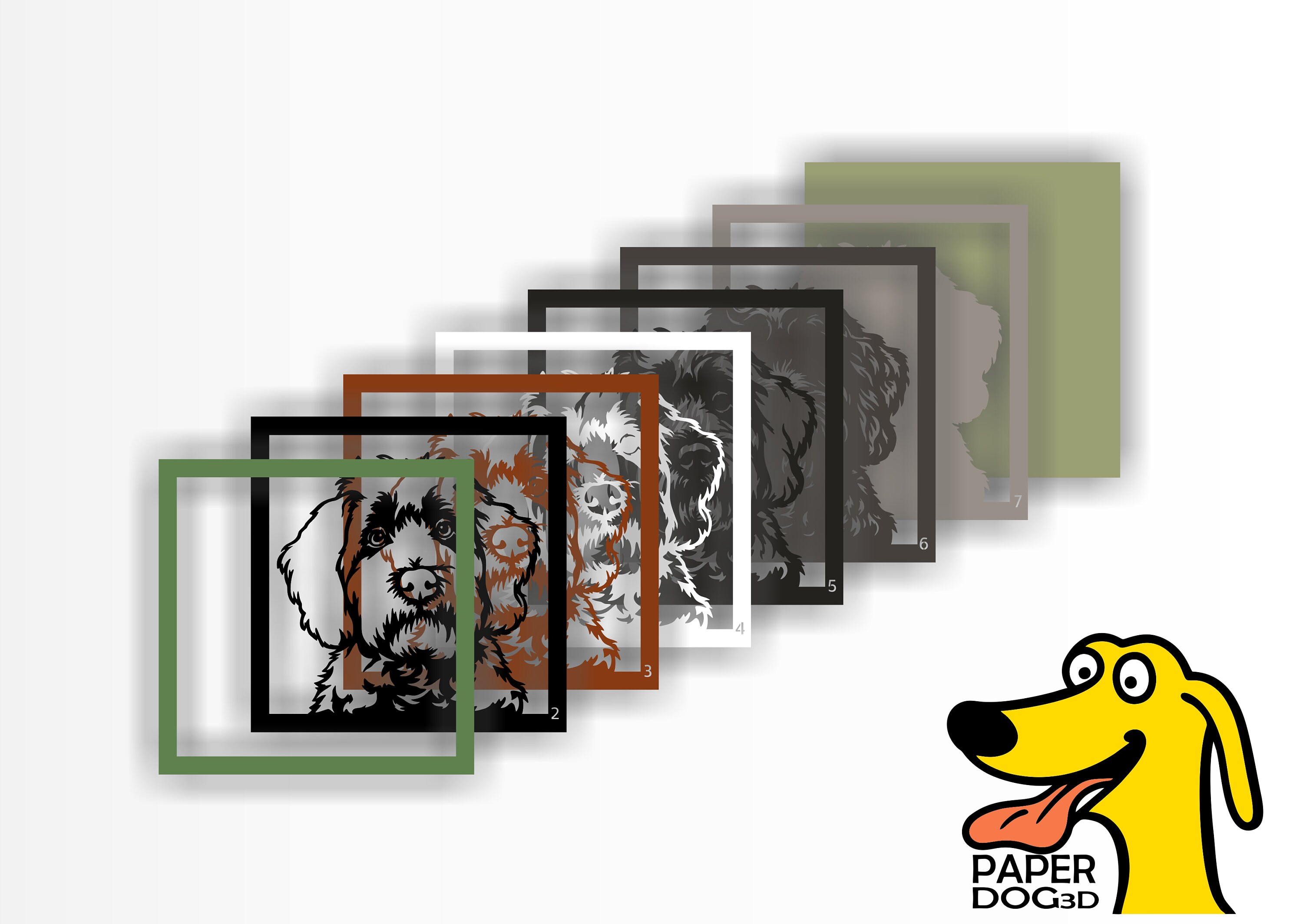 Black Cockapoo 3D Layered SVG for Cardstock, Multilayer Papercut ...
