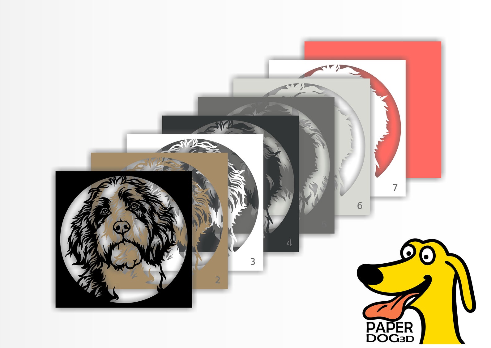 Layered Sheepadoodle 3D SVG for Cardstock, Multilayer Papercut, Shadow ...