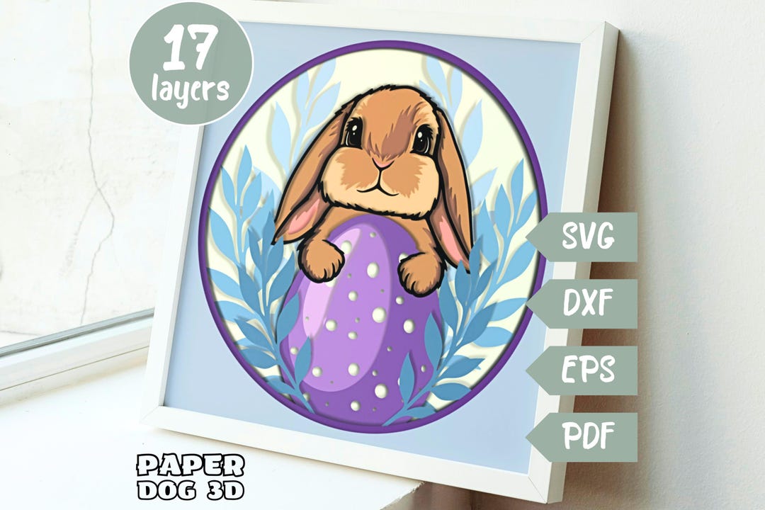 Easter Bunny Shadow Box SVG Template, 3D Layered SVG for Cardstock ...