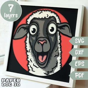Lustige 3D Schaf SVG für Karte, Schatten Box, mehrschichtige Papierschnitt Vorlage, Bauernhof Cricut, lustige Wand Kunst Dekoration, Geschenk für Sie