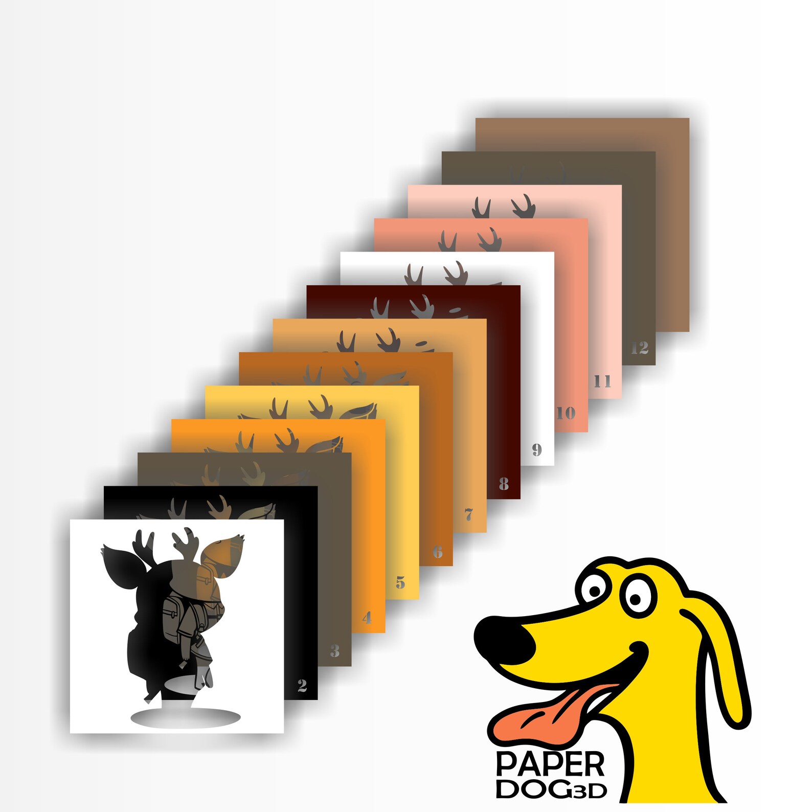 Deer Shadow Box SVG Template, 3D Layered SVG for Cardstock, Multilayer ...