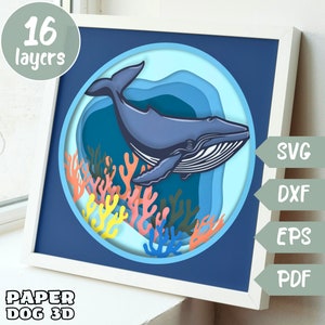 Whale 3D Layered SVG for Cardstock, Multilayer Papercut, Shadow Box ...