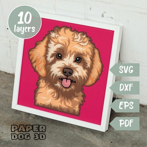 Maltipoo SVG 3D Layered For Cardstock, Multilayer Papercut, Shadow Box files for Cricut, silhouette dxf, dog Cut file, pdf, pet memorial