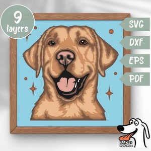 Labrador 3D Layered SVG für Karton, Multilayer Papierschnitt, Shadow Box-Dateien für Cricut, Silhouette Dxf, Hund geschnitten Datei, Pdf, Haustier-Denkmal