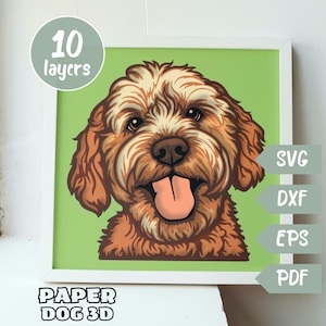 Goldendoodle SVG 3D Layered Für Cardstock, Multilayer Papierschnitt, Schattenbox-Dateien für Cricut, Silhouette Dxf, Hund geschnitten Datei, Pdf, Haustier-Denkmal