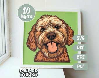Goldendoodle SVG 3D Layered For Cardstock, Multilayer Papercut, Shadow Box files for Cricut, silhouette dxf, dog Cut file, pdf, pet memorial