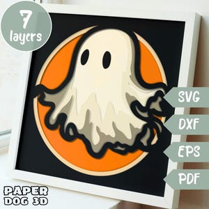 Halloween Baby Geist Schatten Box Vorlage, 3D Layered SVG für Karton, Kürbis licht Box, Multilayer Papercut, Cricut svg, diy Cabochon