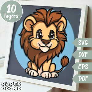 Lion Shadow Box SVG Template, 3D Layered SVG For Cardstock, Multilayer Papercut, Cricut file, Nursery Wall Art, pdf, diy Baby Shower Gift