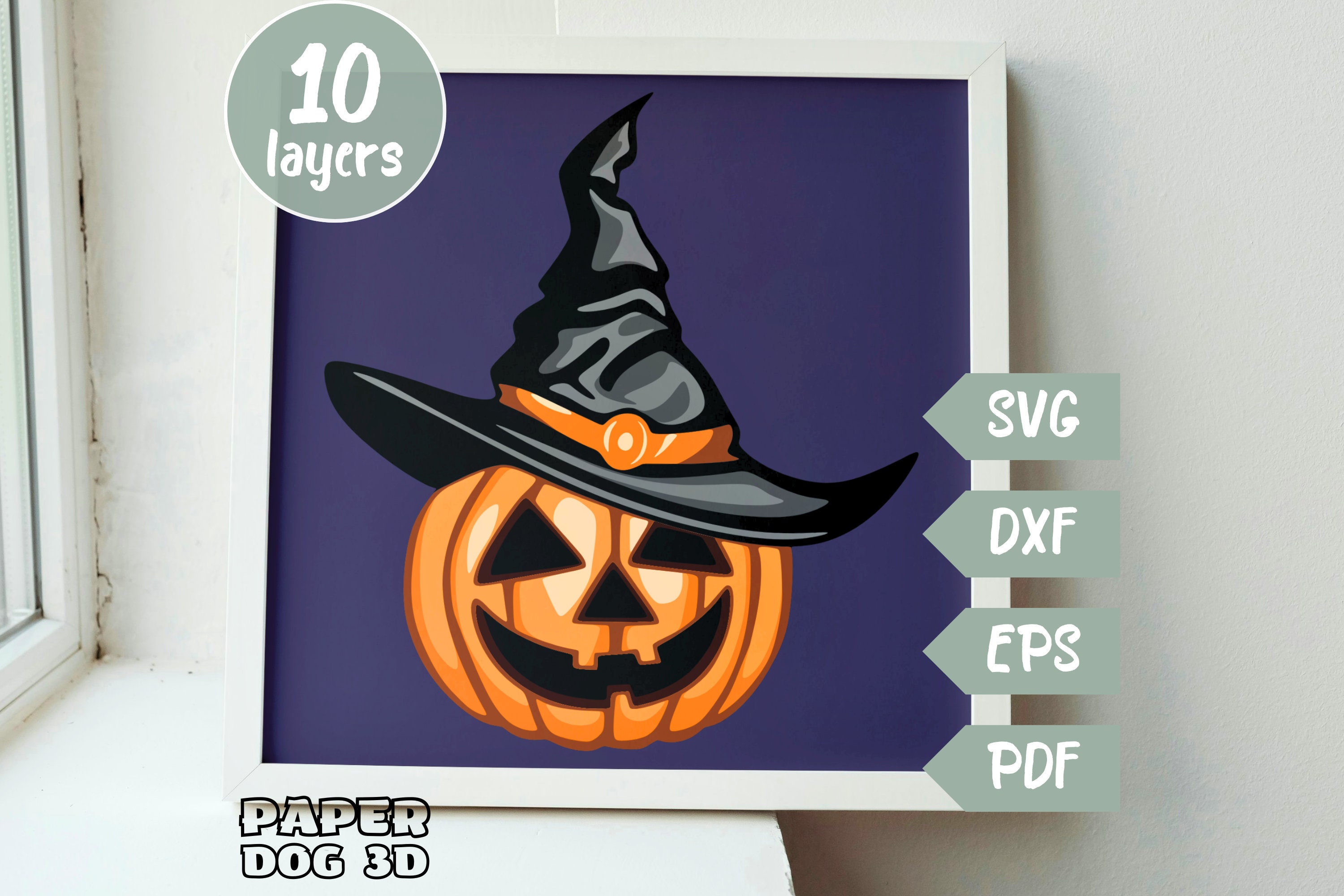 Halloween Pumpkin Shadow Box Template, 3D Layered SVG for Cardstock ...