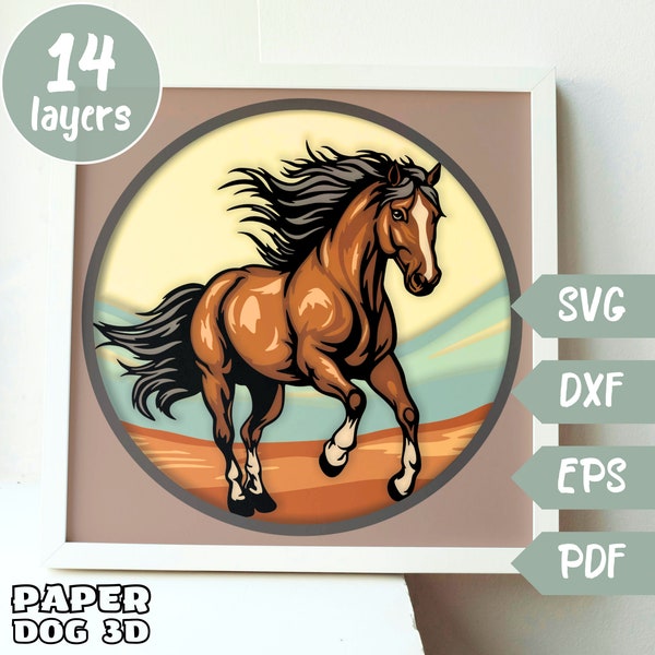 Horse scene 3D Layered SVG For Cardstock, Shadow Box, Multilayer Papercut Template, Farm Cricut, silhouette, wall art Decoration diy, laser