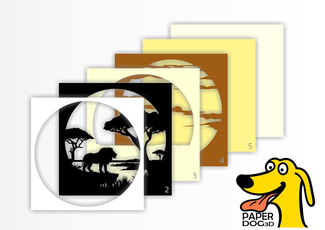 Lion Shadow Box Template, 3D Layered SVG for Cardstock, Multilayer Lion ...