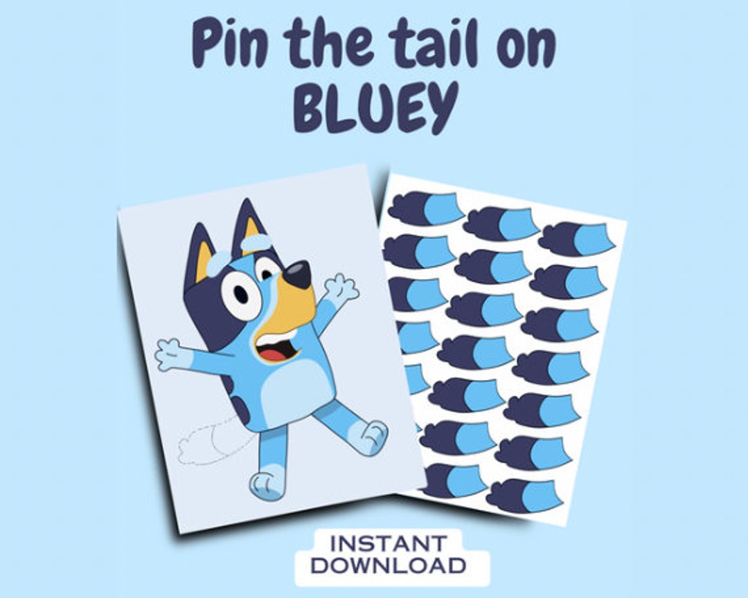 Pin the Tail on BLUEY Party Game Poster, Bluey Family and Friends ...