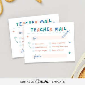 Modèle de carte de visite modifiable pour les étudiants | Courrier de l'enseignant | Récompense pour bon comportement | Carte de comportement positif imprimable | Pris en train d'être bon