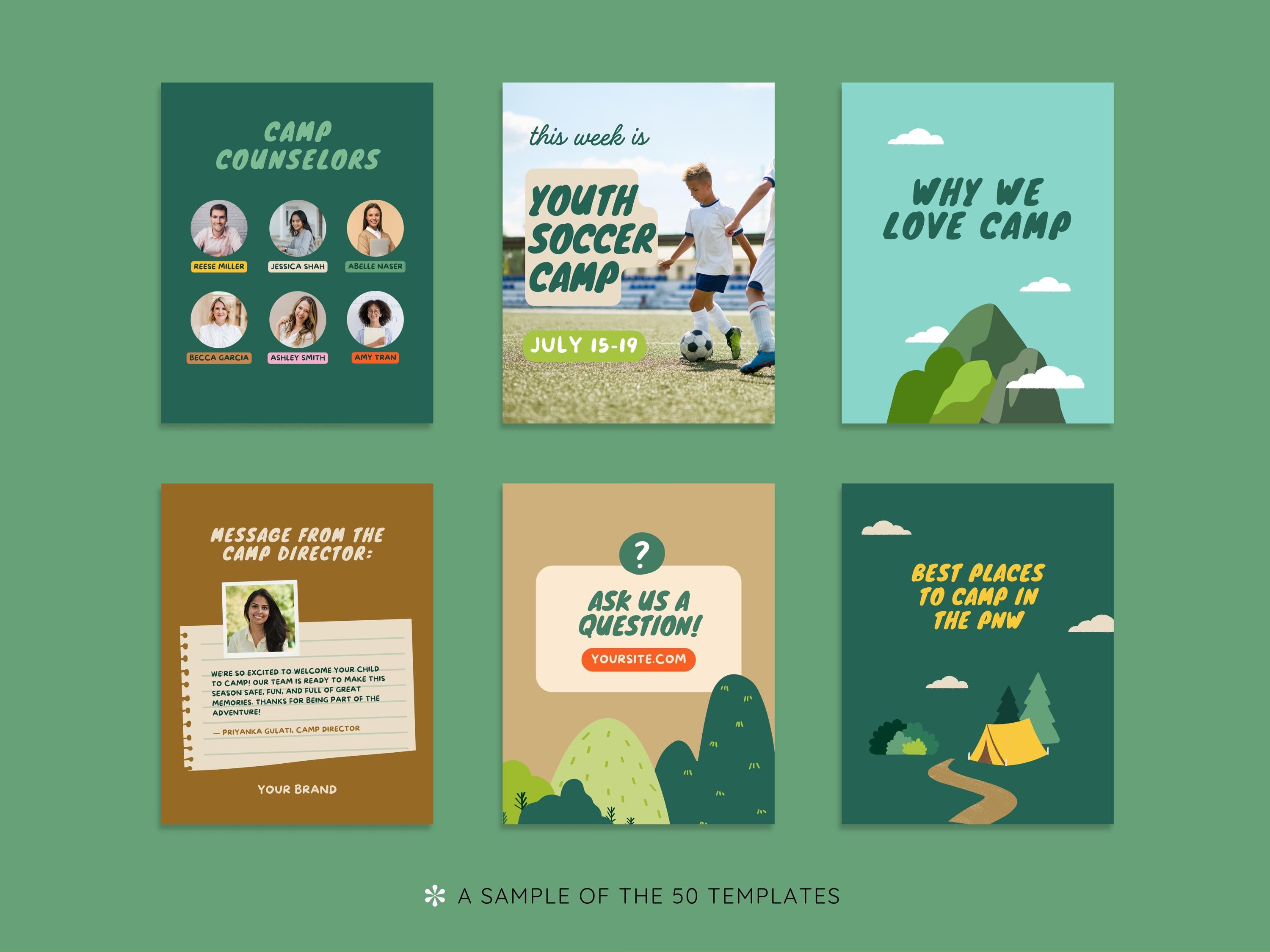 45 Colorful Camp Instagram Post Templates | Camping Social Media Posts ...