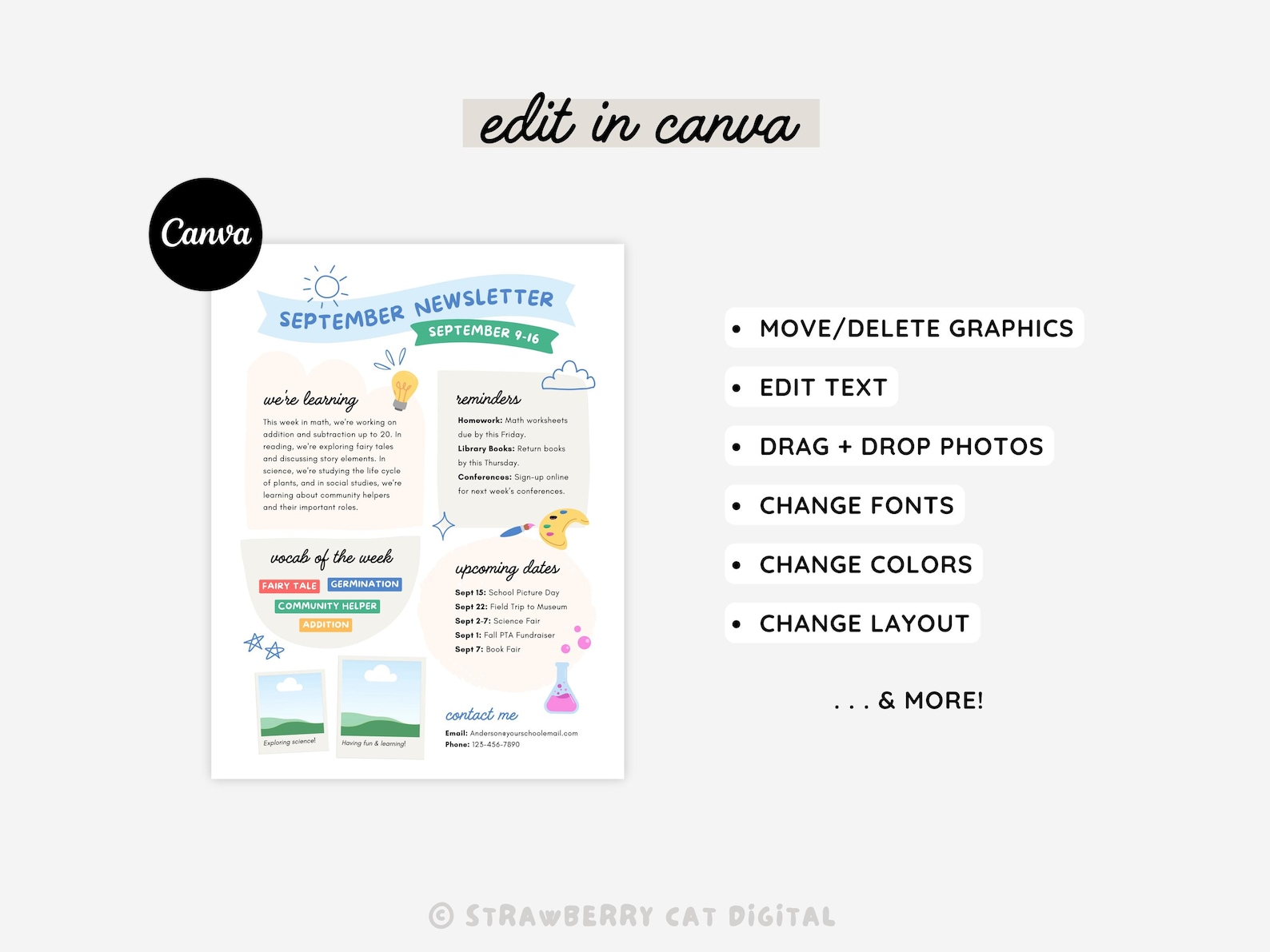 Editable September Newsletter Canva Template | Fall Newsletter Monthly ...