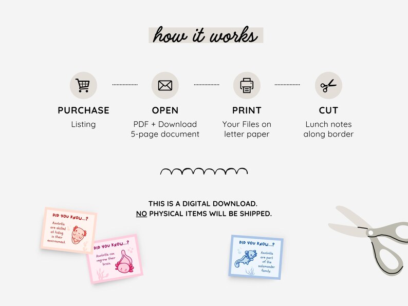 Axolotl Facts Lunchbox Notes | Printable Lunch Notes for Kids | Animal ...