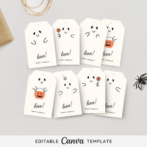Editable Ghost Favor Tags | Halloween Favors Tag Template | Fall Treat Tag | Printable Halloween Gift Tags Printable Halloween Treat Tag