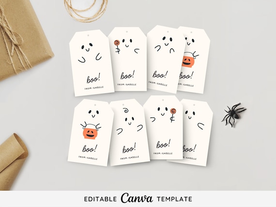 Editable Ghost Favor Tags | Halloween Favors Tag Template | Fall Treat Tag | Printable Halloween Gift Tags Printable Halloween Treat Tag