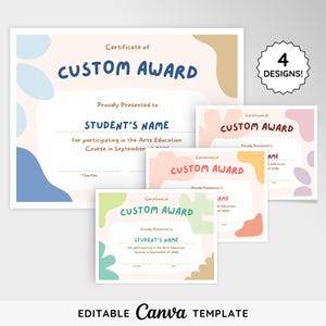 Custom Award Certificate Canva Template Bundle | Editable Digital Classroom Certificate | Printable School Award | Instant Download