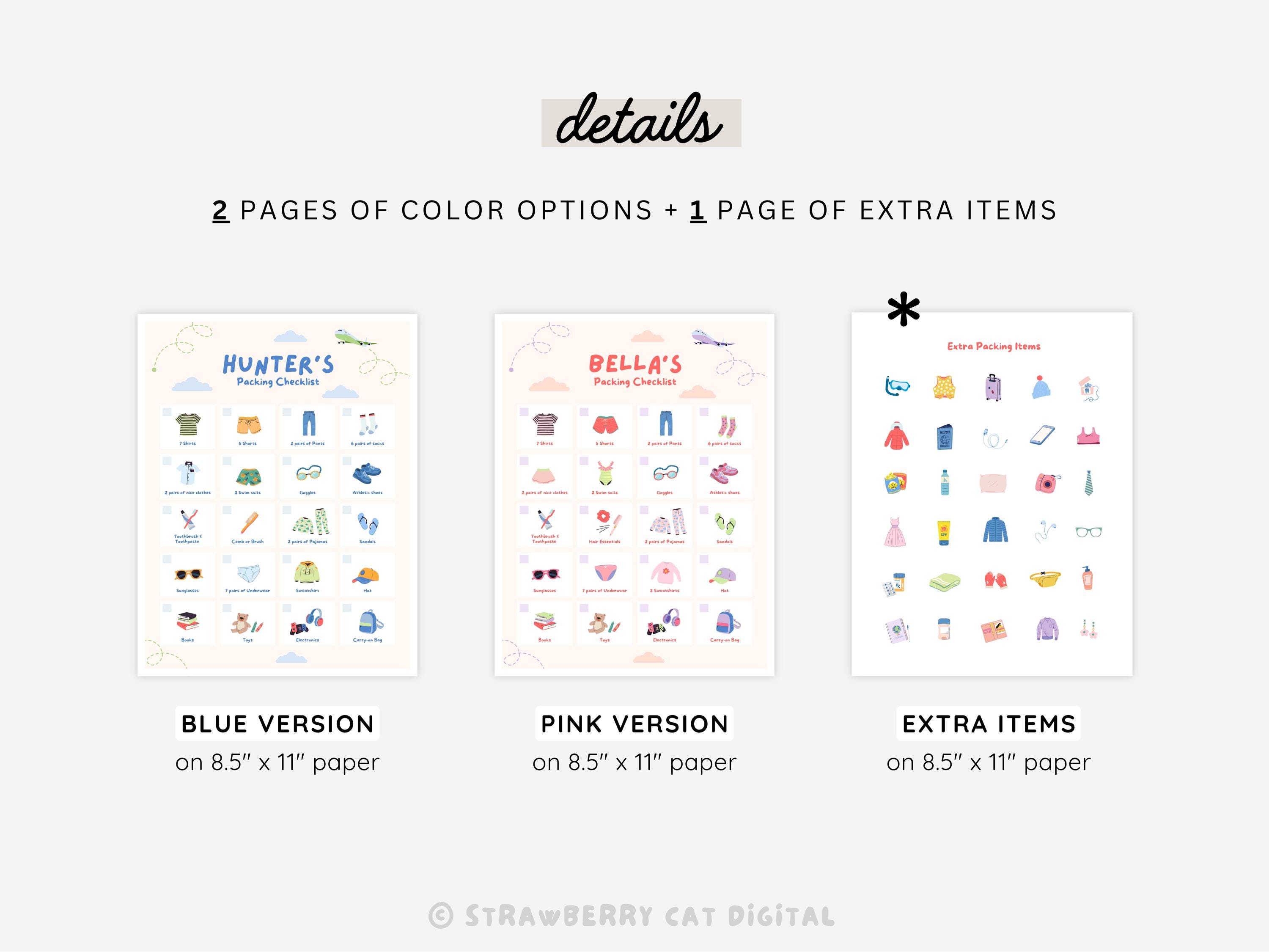 Packing Number Visual Editable Packing List for Kids Template Kids Visual Packing List Summer ...