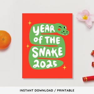 Lunar New Year Poster druckbare | Jahr der Schlange Digitaler Download | Chinesisches Neujahrs-Wand-Kunst-Dekor | Lunar New Year Klassenzimmer Schilder