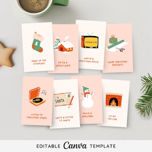 32 Adventskalender Aktivitätskarten | Bearbeitbare Weihnachts-Countdown-Kinder-Adventskarten Druckbare Weihnachtsaktivitätskarten Weihnachtsbucketliste