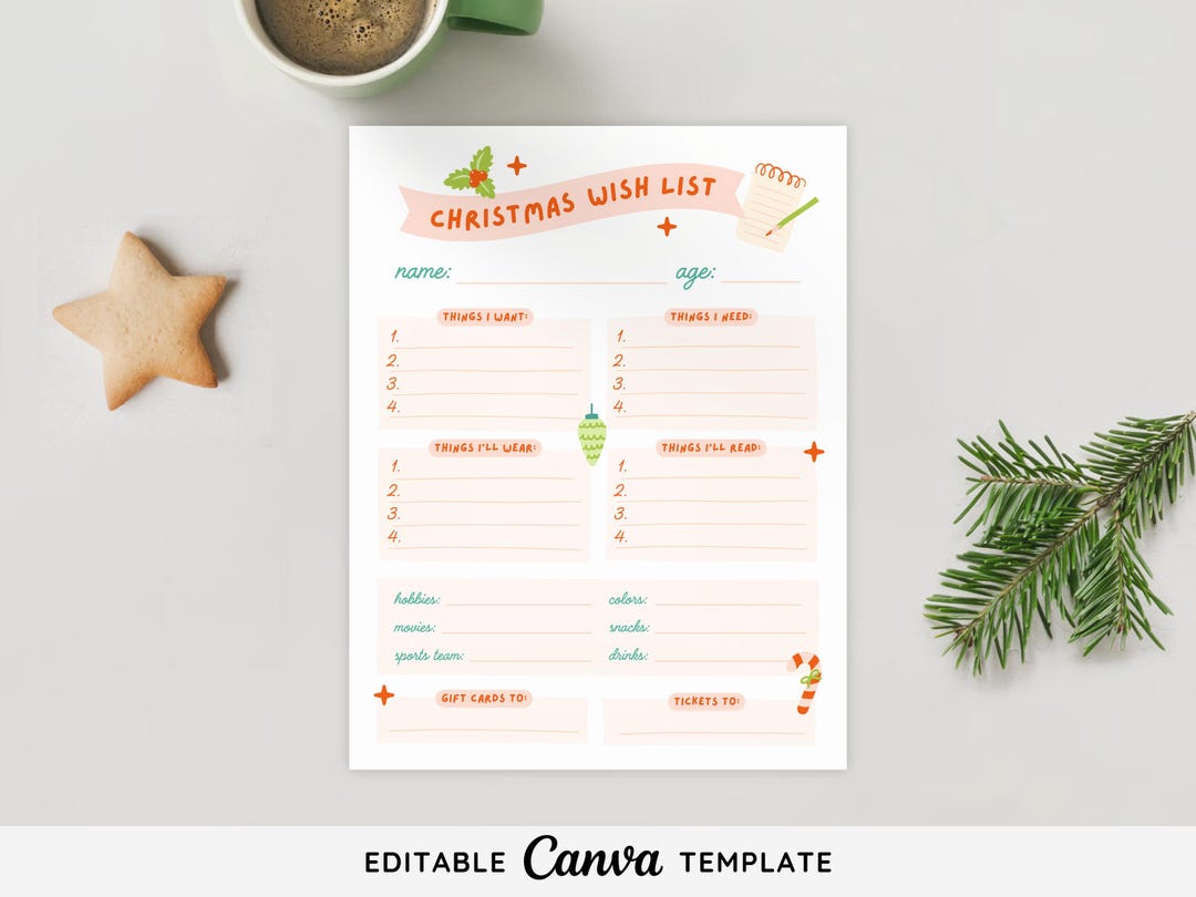 Editable Christmas Wish List Printable Kids Christmas Wish List Letter