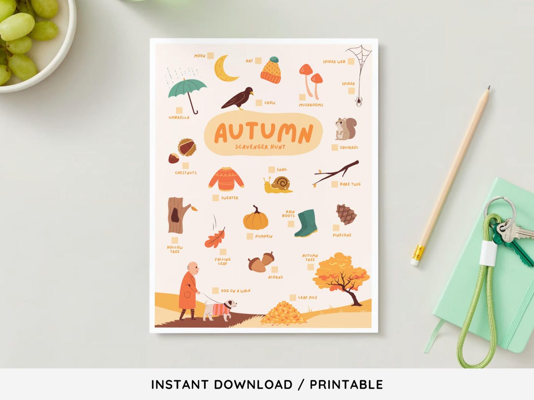 Fall Scavenger Hunt for Kids Printable | Outdoor Autumn Scavenger Hunt ...