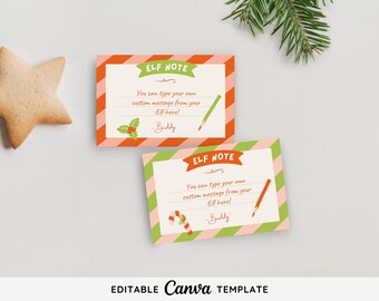 Editable Elf Notes template | Printable Elf Notes | Elf Activities Letter from Elf Message from Elf Elf Activity Cards Elf Props Elf Message