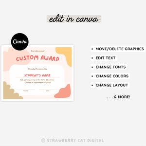 Custom Award Certificate Canva Template Bundle | Editable Digital ...