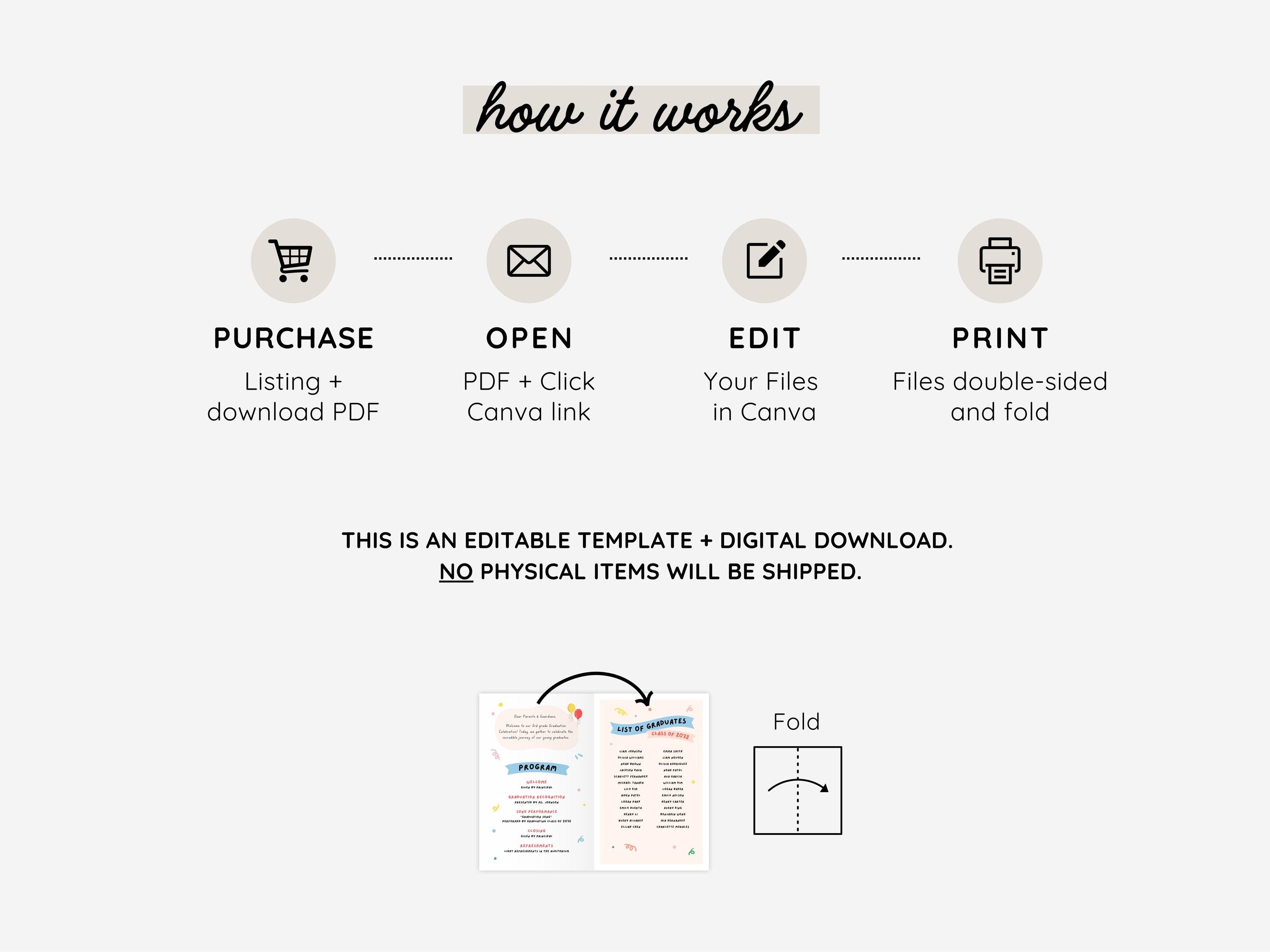 Editable Graduation Program Template | Printable Ceremony Program ...