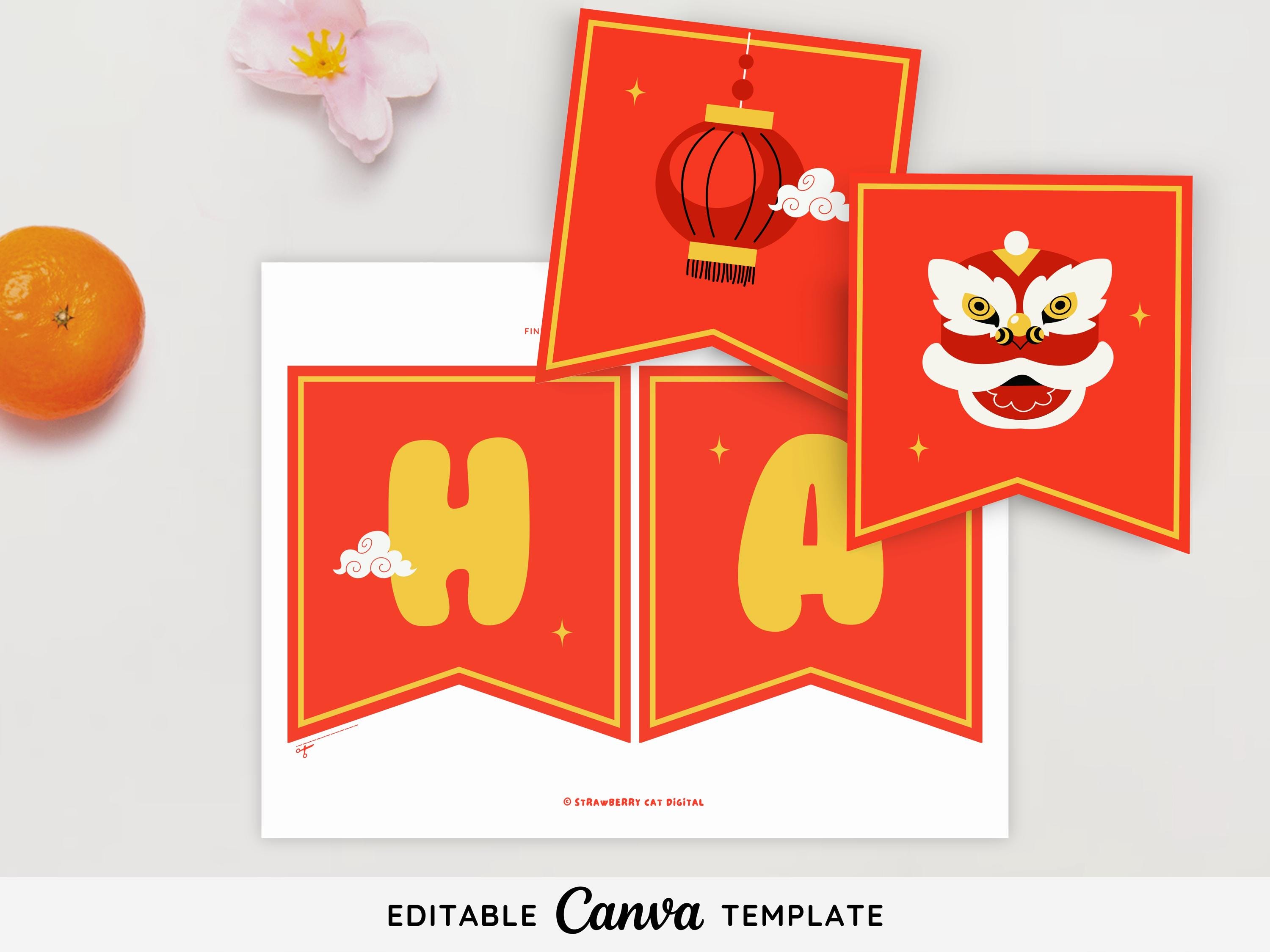 Lunar New Year Banner Printable Template Printable Happy Lunar New