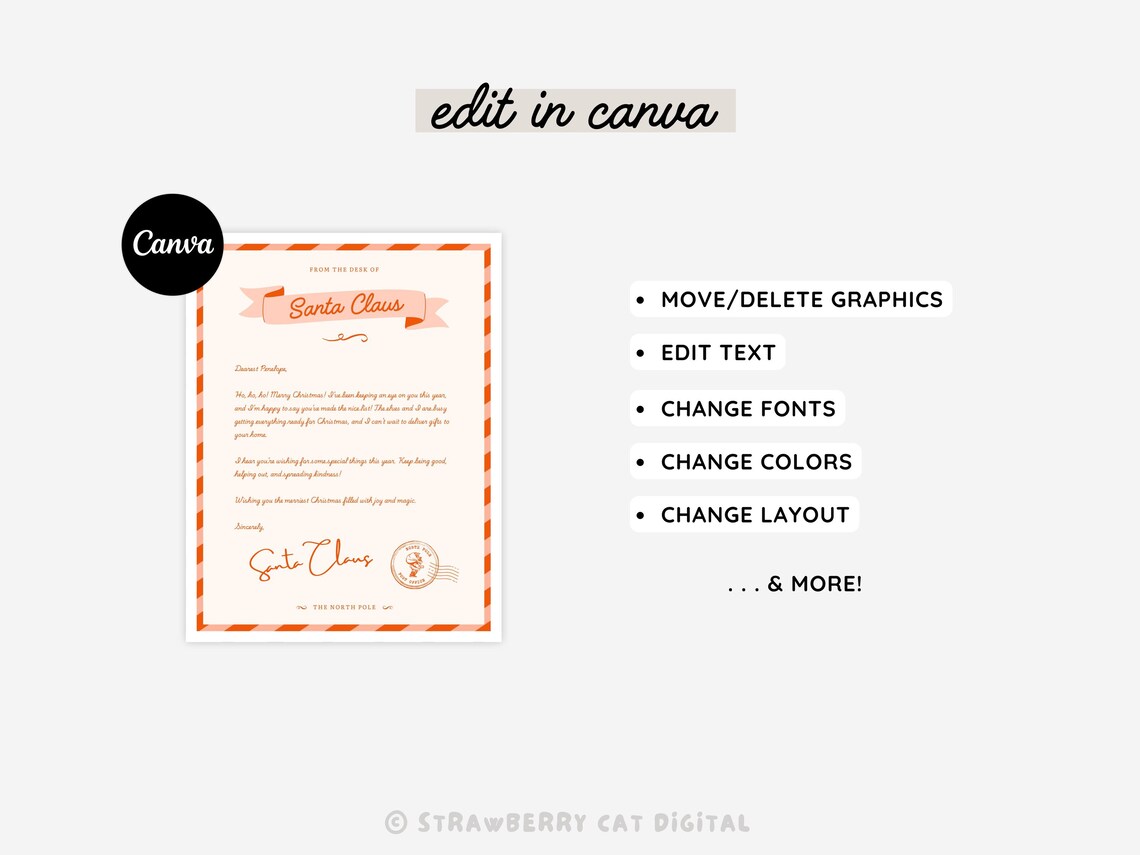 Editable letter from santa printable personalized santa letter