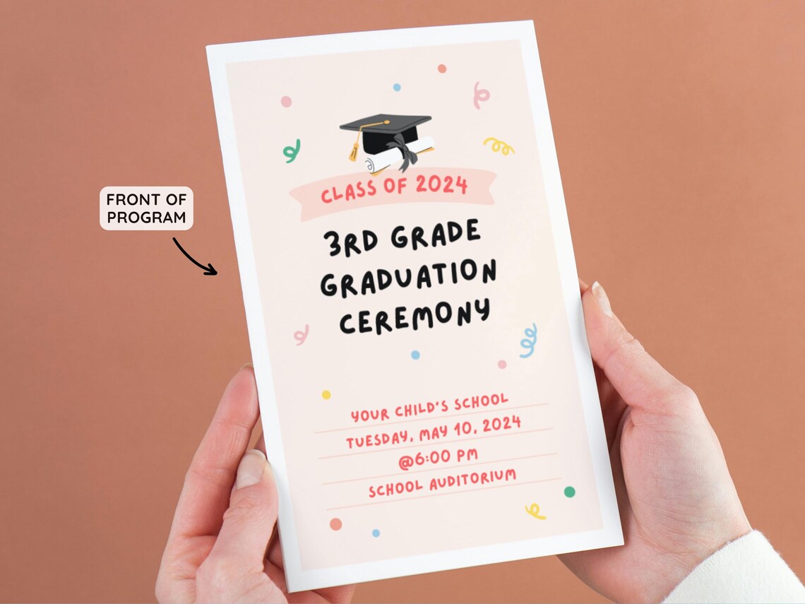 Editable Graduation Program Template Printable Ceremony Program
