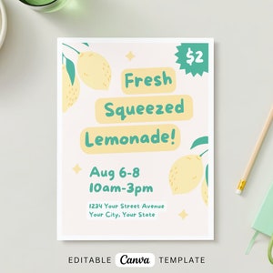 Editable Lemonade Stand Signage Template Lemonade Stand Poster ...