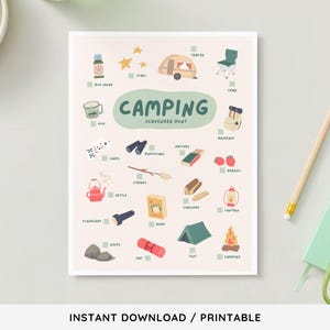 Camping Schnitzeljagd für Kinder zum Ausdrucken | Outdoor-Sommeraktivität für Kinder | Natur-Schnitzeljagd | Sommer Bucketlist | Sofort Download