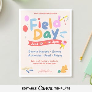 Editable Field Day Flyer Canva Template | Editable Carnival Family Fun Day Poster | Printable School Carnival Template | Instant Download