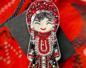 Handmade brooch "Bashkir girl”